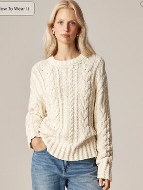 J Crew Cable-knit crewneck sweater
